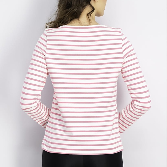 Petit Bateau Stripe Long Sleeve Top, Pink and White - Picture 2 of 3
